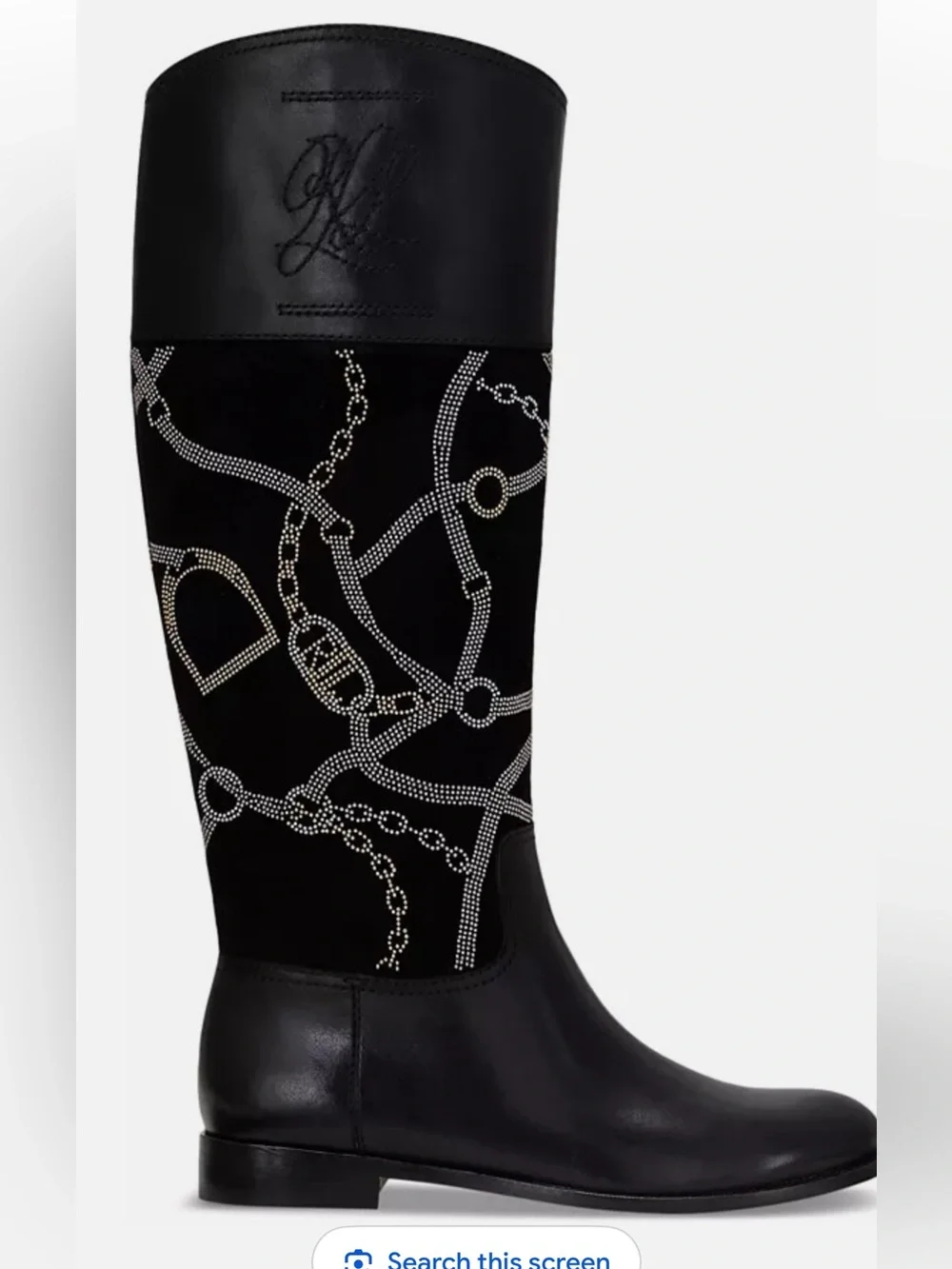 Ralph Lauren Justine Rhinestone Embellished Tall Riding Boots